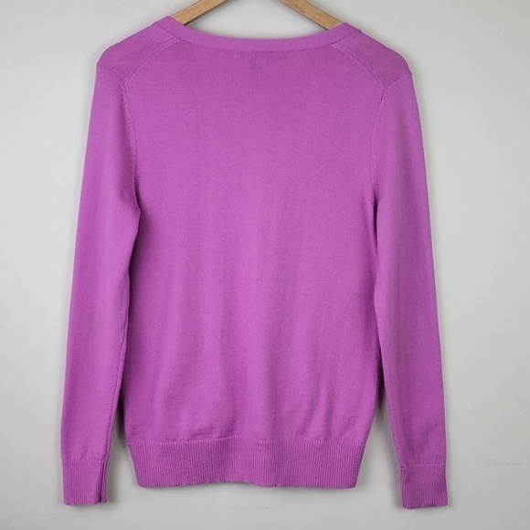 LORD & Taylor Button Up Cardigan Merino Wool Purple M - Picture 3 of 12